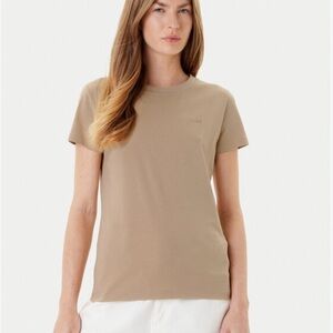 Hugo Boss Womens Tan Short Sleeve Cotton Crewneck Tee Size Small